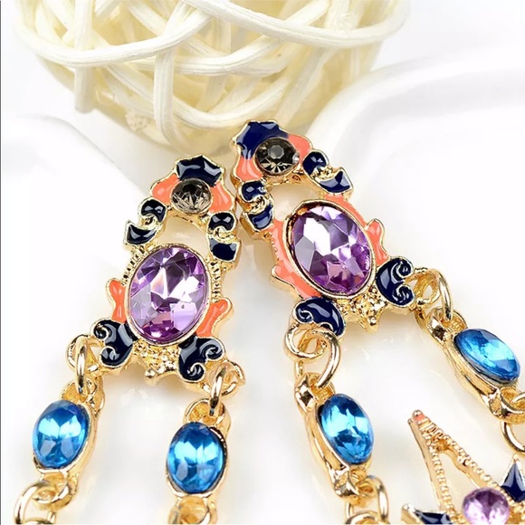 Crystal Boho Sun & Moon Drop Earrings - Picture 3 of 9